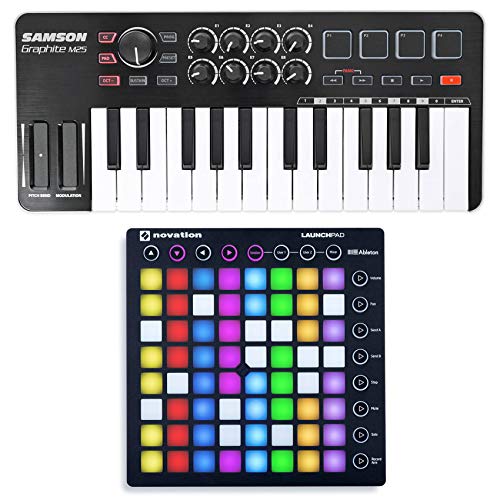 Novation LAUNCHPAD S MK2 MKII USB RGB DJ Pad +Samson 25-Key Keyboard Controller
