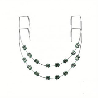 Temporary Tooth Decoration with Metal Wires Hook,Dental Decorations Fake Metal Bracket for DIY Decoration (1Pack Green)