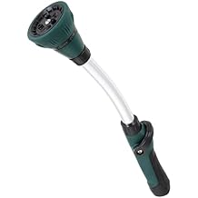 Watering Wand, 15 Inches Sprayer Wand Garden Hose Nozzle with 8 Adjustable Watering Patterns and Thumb Control Shut Off Valve for Showering Dog, Clean the ground, Car Wash, Lawn and Garden (Green)