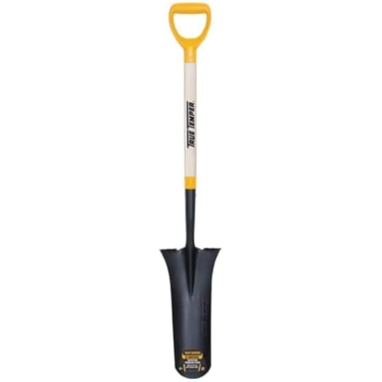 True Temper 2540700 16 in. Drain Trench Spade with 24 in. Hardwood D-Grip Handle and Comfort Step