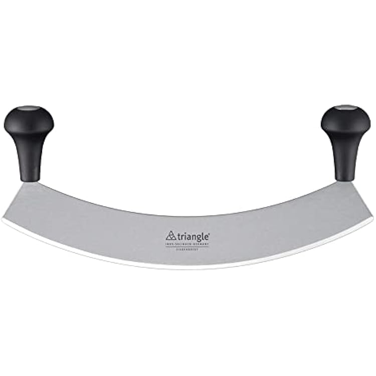 triangle Mincing Knife XL - 14 Tempered Stainless Steel Curved Blade - Mezzaluna Knife & Pizza Cutter - Anti-Slip, Ergonomic Handles - Made in Germany