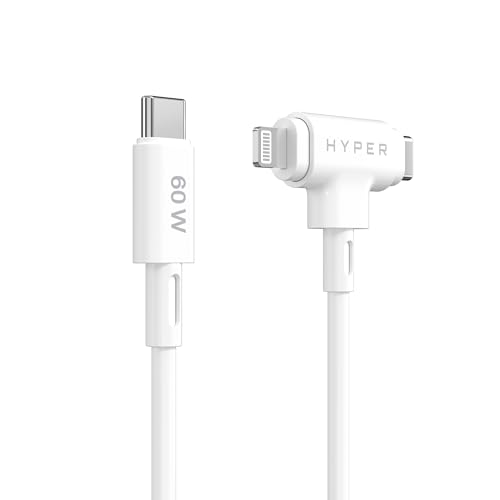 HyperJuice USB C and Lightning Cable - Silicone Hybrid Cable w 60W Charging, Apple MFi Certified, Durable, Tangle-Free USB C and Lightning Cable 2 in 1 Design for Laptops & Phones