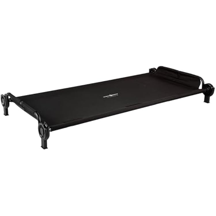 Disc-O-Bed Trundle Cot for XL or 2XL Bunk System with Zippered Carry Bag for Easy Portability, 300 Lbs. Weight Capacity, Black