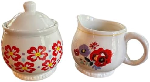 The Pioneer Woman Ceramic Creamer and Sugar Set, Flea Market Design, with Recipe Card