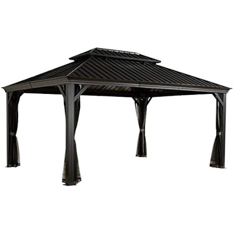 Sojag Messina Hard Top Sun Shelter, 12 by 16, Charcoal