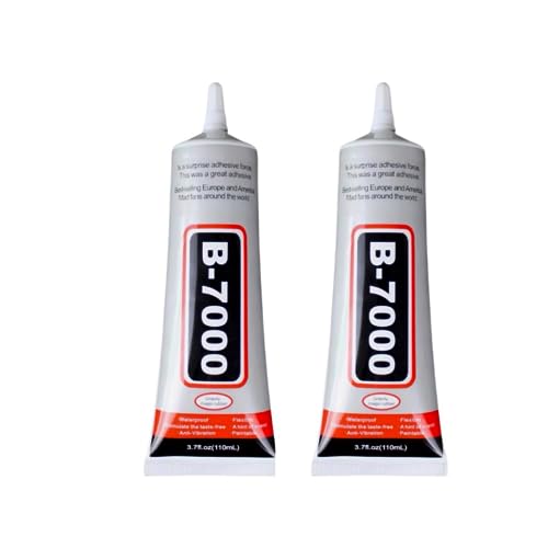 B7000 Fabric Rhinestone Glue, B 7000 Clear Glue with Precision tip, Super Repair glueCell Phones Screen Repair Metal Stone Nail Art Glass 2X110ml.