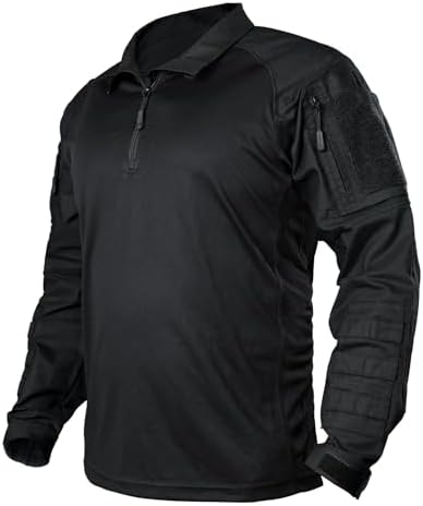 IDOGEAR Mens Combat Shirts Tactical Long Sleeve Shirt with Elbow Pads Military BDU Shirts with Pockets Airsoft Clothing