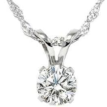 P3 POMPEII3 Pompeii 1/3ct Round Solitaire Pendant 14k White Gold Diamond Necklace