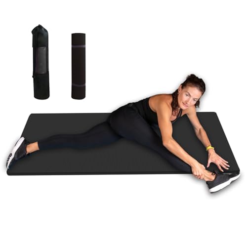 Non Slip Yoga Mat - 15mm Thick Exercise Pad with Carrying Strap | Lightweight Pilates Mat for Women and Men, Home Gym, Floor Stretching, Fitness Training, Indoor Outdoor Workout, and Daily Yoga Practi