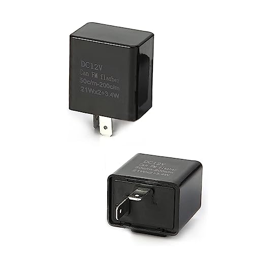Pack-2 Adjustable 2 Pin LED Electronic Flasher Relay, 12V Automotive Replacement Flashers for Most Cars Black