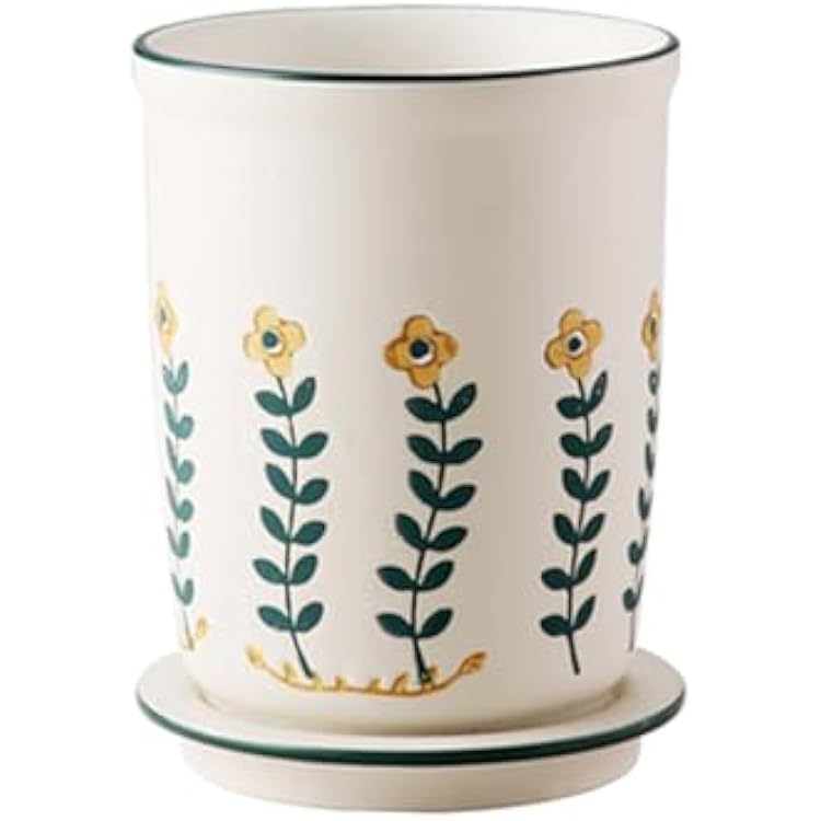 Hand-Painted Ceramic Chopsticks Stand Japanese Retro Hand-Painted Yellow Flowers Green Leaves Asian Kitchenware Tableware Decorative Storage