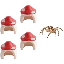 4 Pack Jumping Spider Mini Mushroom Decor Hermit Crab Cute Hide Decor for Hermit Crab Spider Snail Ant Millipede Tiny Bugs