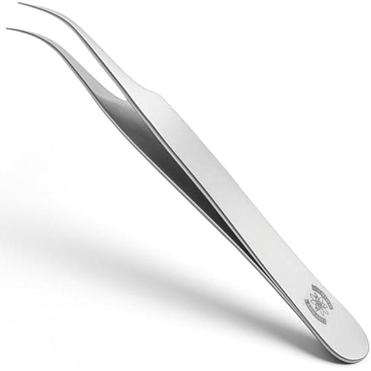 High Precision Stainless Steel Lab Forceps with Curved Very Fine Tips