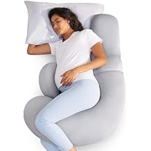 Momcozy Pregnancy Pillow, Original F Shaped Maternity Pillow for Pregnant Women with Adjustable Wedge Pillow, Full Body Support Pregnancy Pillows for Side Sleeping with Velvet Cover, Grey