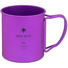 Snow Peak Ti Single Wall 450 Cup Purple - Lightweight & Compact Cup with Foldable Handles