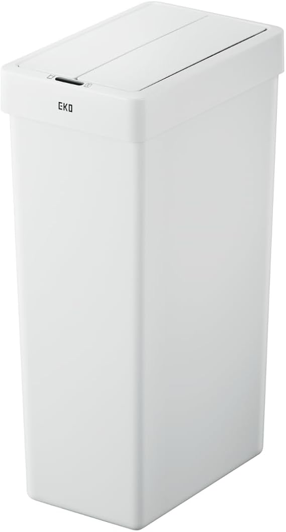 EKO Trash Can Automatic Opening X-Wing Light Sensor Bin White 30L with Lid No Inner Box EK6277P-30L-WH