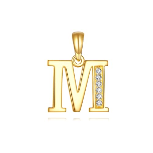 KECHO 14K Solid Gold Diamond Initial Pendant Necklace Real Yellow Gold Alphabet Charm Jewelry Dainty Letter Gift for Women