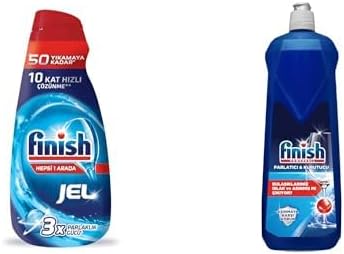 Finish All in One Gel Dishwasher Detergent 1000ml and Finish Dishwasher Polisher & Dryer (1 x 800ml)