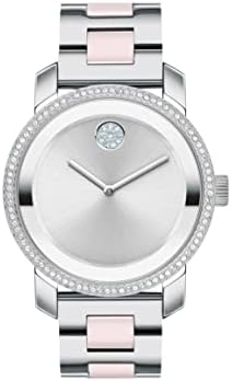 Movado Bold Iconic Womens Watch - Swiss Quartz 2H Movement, Stainless Steel Ceramic Center Link Bracelet - 3 ATM Water Resistance - Sparkling Crystal Details for Her - 36mm
