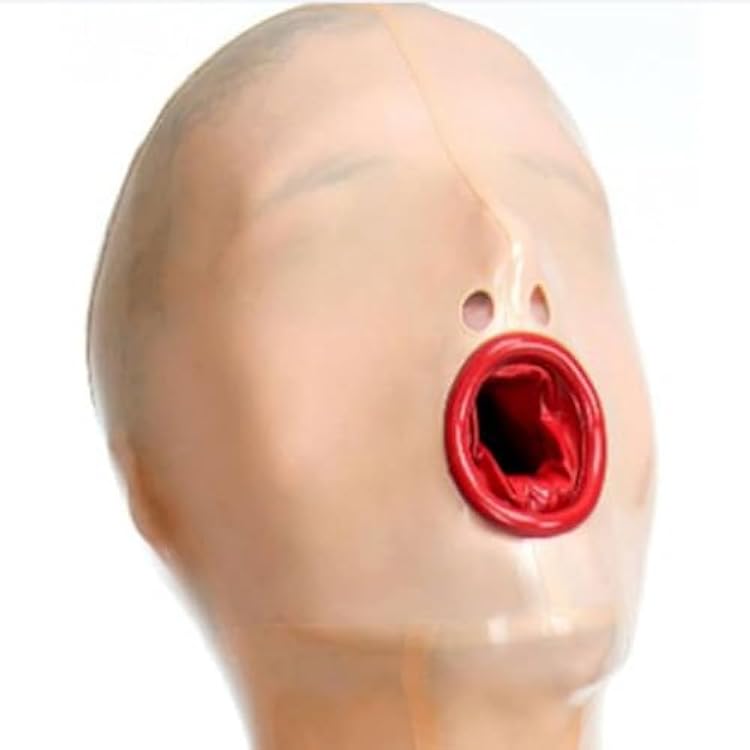 Latex Hood All Inclusive Breathable Rubber Hood Handmade for Cosplay Party Unisex with Back ZipperSize:S-63CM