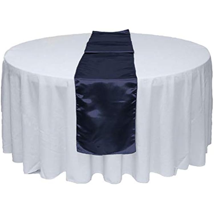 Pack of 12 Navy Blue 12 X 108 inches Satin Table Runner for Wedding Party Banquet Decorations 12, Navy Blue