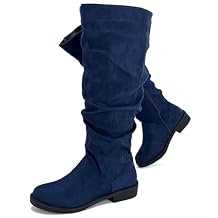 YING LAN Women's Wide Calf Knee High Boots,Width Zipper Slouchy Low Heel Tall Boots