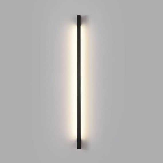 Black Long Strip Wall Light Linear LED Wall Sconce Dimmable Minimalist Indoor Wall Mount Lamp Gold Hallway Lighting Fixture Bar for Bathroom Living Room Bedroom Bedside Kitchen(Color:Dark,Size:100cm)