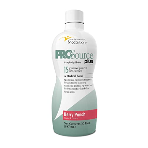 Medtrition Liquid Collagen Peptides Type I & III 15 Grams Protein per 1 oz ProSource Plus - Berry Punch Pack of 1