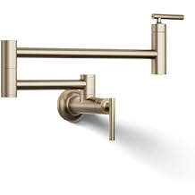 KOHLER 35745-BV Contemporary Style Wall-Mount Pot Filler Kitchen Faucets, Vibrant Brushed Bronze
