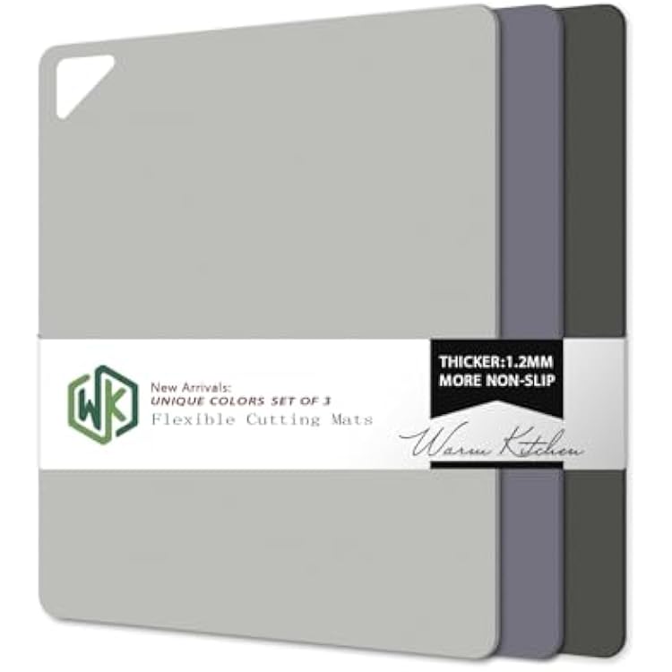 WK Flexible Plastic Cutting Boards for Kitchen, Cutting Board Mats Set of 3, Nonslip Cutting Board for Meat, Thin Cutting Sheets with Hole, Dishwasher Safe, BPA Free, 14.5x11.5
