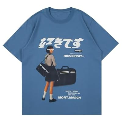 Vamtac Graphic Tees Mens Graphic T-Shirts Japanese Y2k Shirt Vintage Tee Harajuku Tops