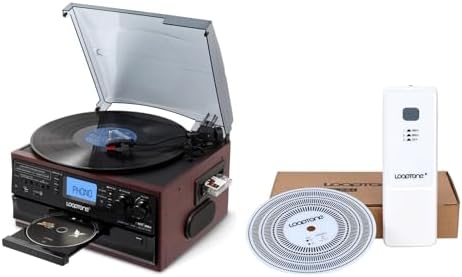 10 in 1 Bluetooth in/Out Record Player 3 Speed Vinyl Vintage Turntable and Tachometer Disc Strobe Light Profesional Speed Test Disk