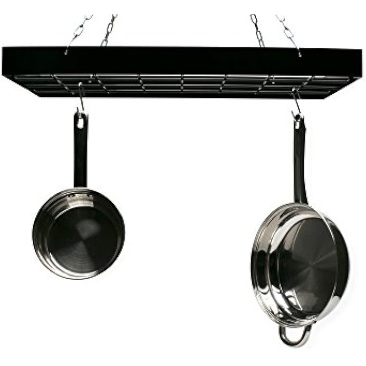 Fox Run Kitchen Pot Hanging Rack, Rectangular Rack with Chains and 6 Hooks