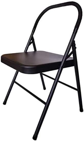 Transform Your Yoga Practice with Our Reinforced Folding Chair. It's Perfect for backbends, Recovery Poses, and More.,Black 1.0 Steel Pipe
