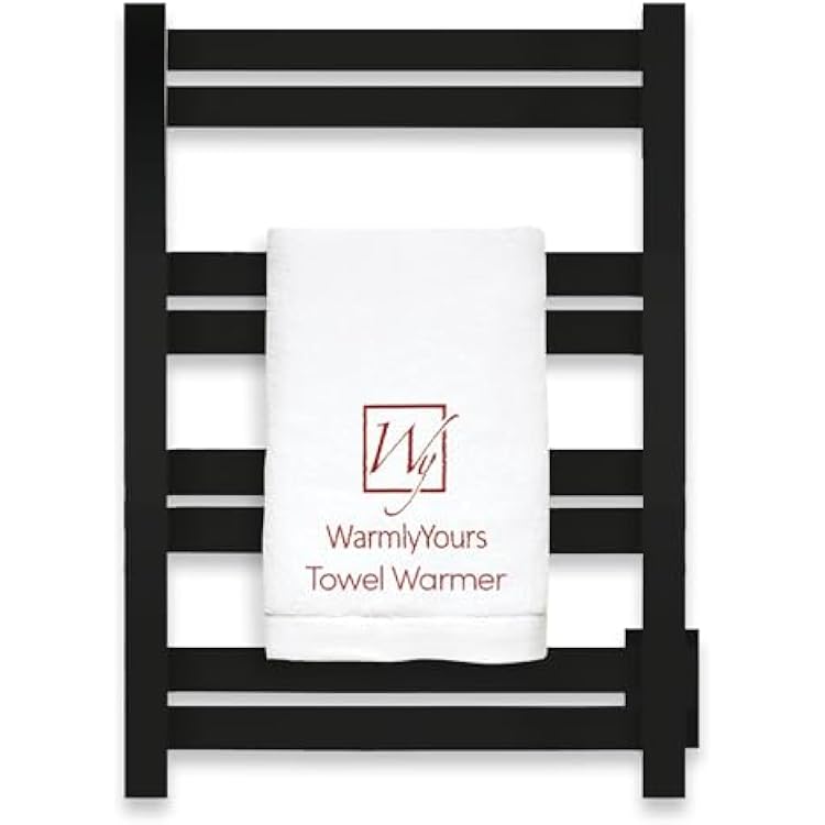 WarmlyYours Heated Towel Warmer Rack, 8-Bar, Hardwired, Integrated OnOff Switch with Light, 304-Stainless Steel Maple
