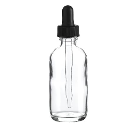 2 Oz (60 ml) Clear Boston Round Glass Bottle w/Dropper - Pack of 12