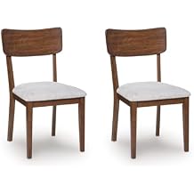 Signature Design by Ashley Allstream Casual Upholstered Dining Chair, Set of 2, Beige & Dark Brown