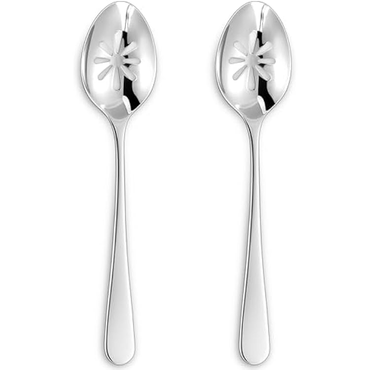 KEAWELL Premium Louise 9 Serving Spoon Set 1810 Stainless Steel - Uniting Elegance and Durability - Exquisite Serving Utensils for Parties Slotted Spoon