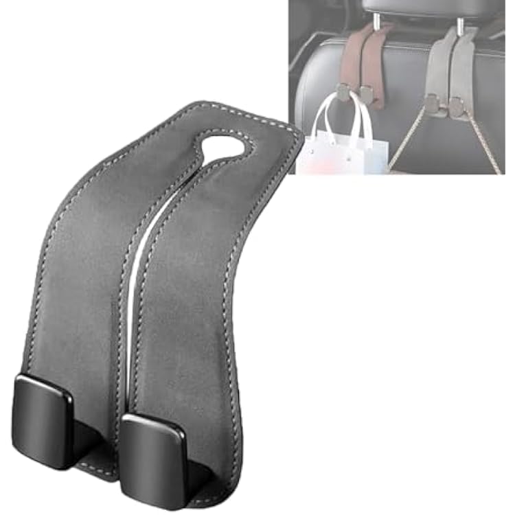 Car Purse Hooks, Car Hooks for Headrest, Leather Metal Car Hangers for Seat Double Hook, Multi-Functional Car Headrest Hook for Purses, Handbags