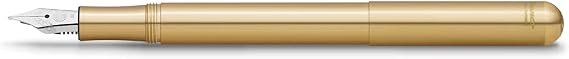 Kaweco LILIPUT Fountain Pen Brass I Premium Brass Fountain Pen for Ink Cartridges I Exclusive Fountain Pen 12.5 cm I Nib: B (Broad)