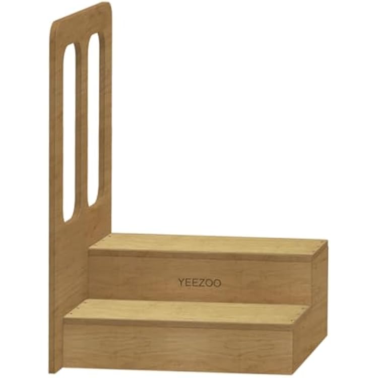 Wooden Two Steps with Handle, Large 2 Steps Stool for high Bed, Solid Wood 2 Steps to get in& Out of Bed Easily for Elderly25.4 L11.0 H