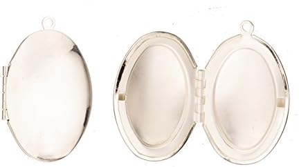 Locket Pendant,Rhodium-Finished Copper, Glossy Oval,38x28mm, Holds Two 17x28mm Photos Sold per Pack of 2pcs