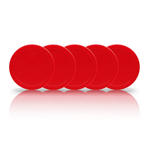 5 Pack Air Hockey Red Replacement, 2.5 in Diameter, Thicker Pucks for Game Tables, Accessories, Equipment