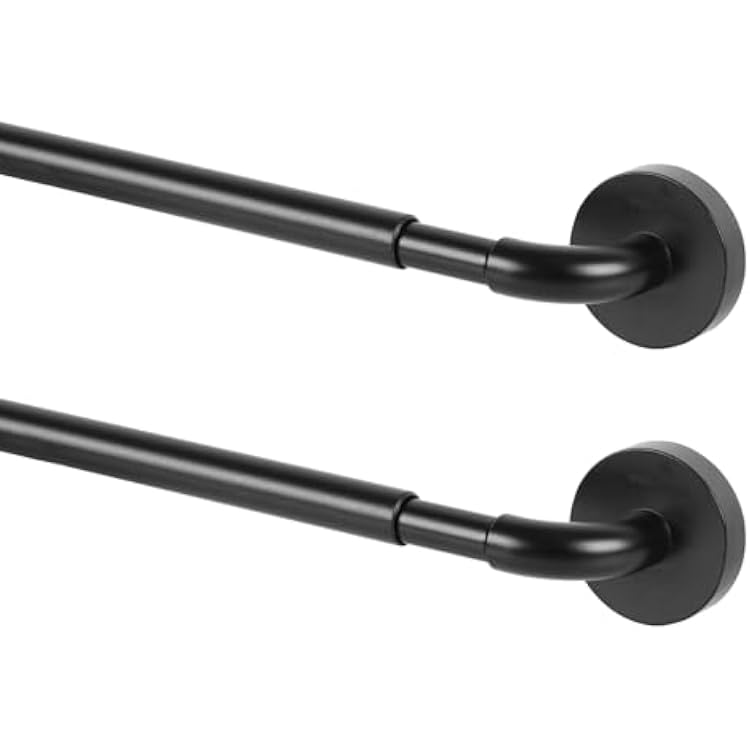 TYRON 2 Pack Magnetic Curtain Rod for Metal Doors Adjustable 30-40 Inch, 38 in. Diameter, French Door Magnetic Curtain Rods, Magnetic Cafe RodBlack