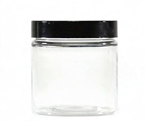 Clear 8 oz Plastic Jar Black Lid - Pack of 6