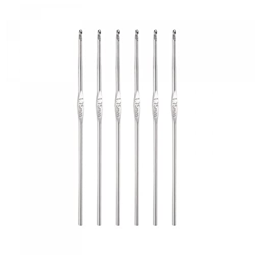 uxcell Stainless Steel Crochet Hook 1.75mm Knitting Needles for DIY Craft Yarn 6Pcs