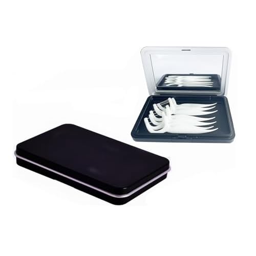 AINIFU Dental Floss Case with Mirror Perfect for Outdoor Dinners,Dating,Travel,Hotels Dental Floss Portable Case Box, 1 Foot Pack of 1, Black