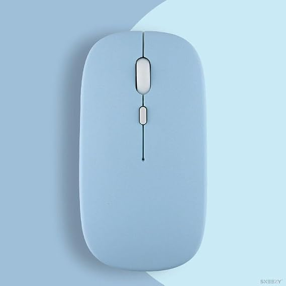 Xiaomi Tablet İle Uyumlu Şarj Edilebilir Sessiz Mouse Bluetooth + 2.4Hz Wifi Kablosuz Mouse Fare Mavi