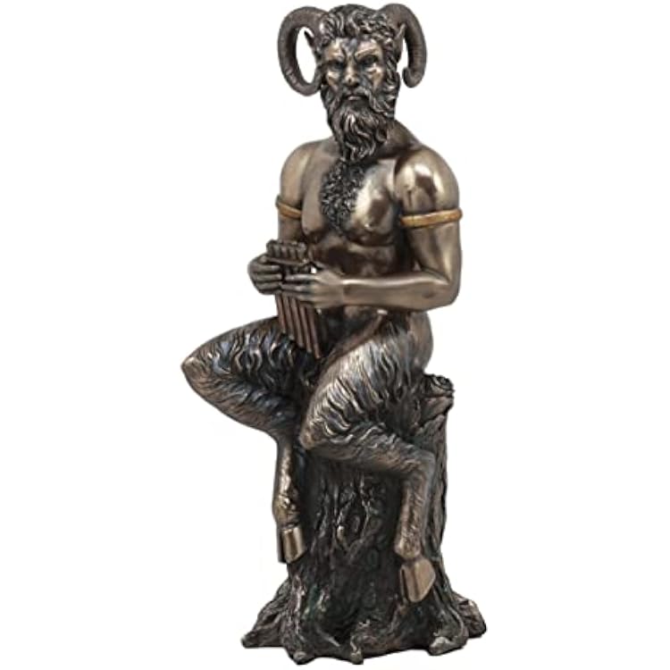 Ebros Gift Greek God Deity of Fertility Pan Figurine 9.75 Tall Deity of The Wild Horned God Faunus Playing The Flute Sculpture