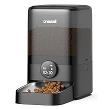 oneisall Automatic Cat Feeder for Large Kibble and Snacks, 12 Cups/3L Timed Pet Feeder for Cats Indoor, Programmable Dry Food Dispenser (Black)